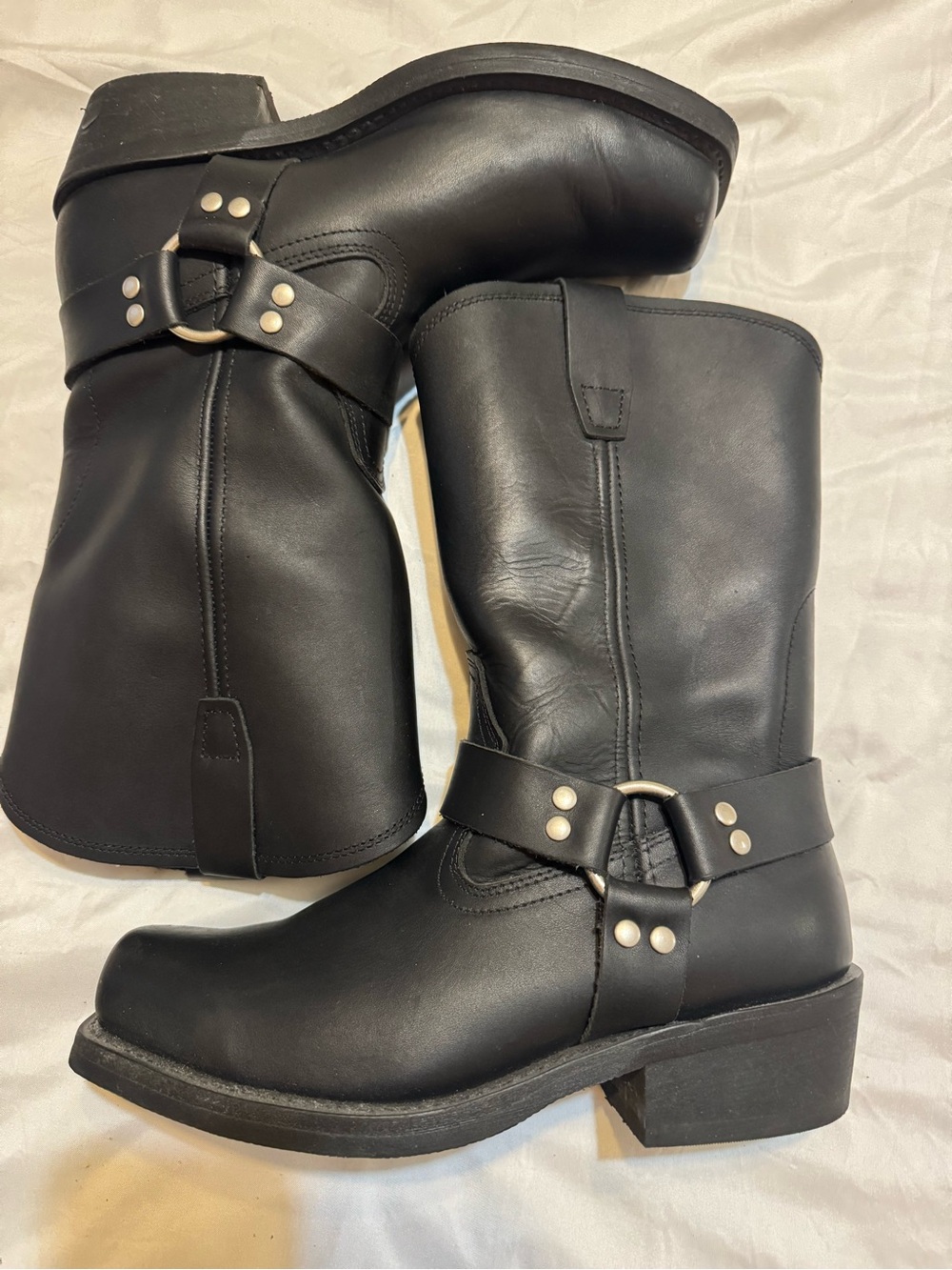 Cody James CJ9995BL Boots Mens Sz 10W Pull On Harness Square Toe Black Leather